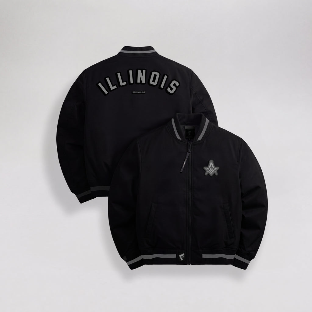 ILLINIOS VARSITY JACKET - BLACK